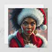 Zwarte mevrouw Claus Melanine Kerstman Zuster Kers Feestdagenkaart (Voorkant / Achterkant)