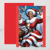 Zwarte mevrouw Santa Claus Kerstkaart Kaart (Voorkant / Achterkant)