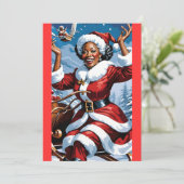 Zwarte mevrouw Santa Claus Kerstkaart Kaart (Staand voorkant)