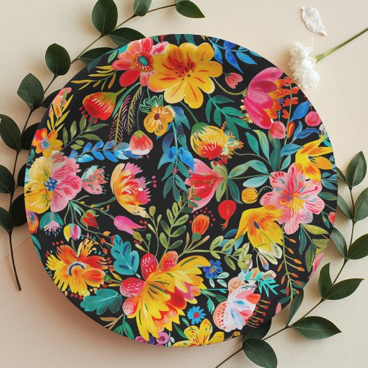 Zwarte Mexicaanse Bright Floral Fiesta Papier Bord