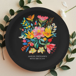 Zwarte Mexicaanse Bright Floral Fiesta Papier Bord