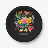 Zwarte Mexicaanse Bright Floral Fiesta Papier Bord (Voorkant)