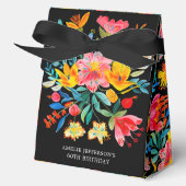 Zwarte Mexicaanse Bright Floral Fiesta Verjaardag Bedankdoosjes (Voorkant)
