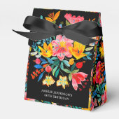 Zwarte Mexicaanse Bright Floral Fiesta Verjaardag Bedankdoosjes (Voorkant Zijde)