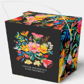 Zwarte Mexicaanse Bright Floral Fiesta Verjaardag Bedankdoosjes (Achterkant)