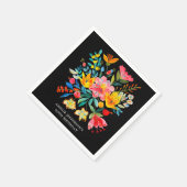 Zwarte Mexicaanse Bright Floral Fiesta Verjaardag Servet (Hoek)