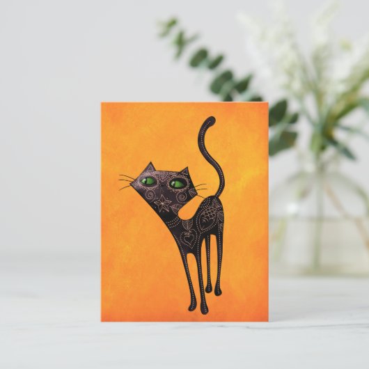 Zwarte Mexicaanse dag van de dode kat Briefkaart (Staand voorkant)