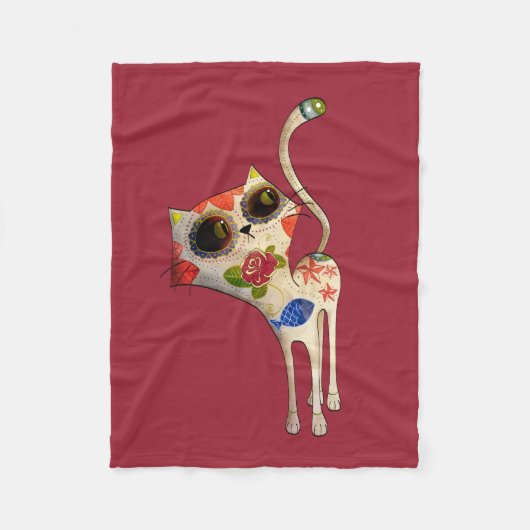 Zwarte Mexicaanse dag van de dode kat Fleece Deken (Voorkant)