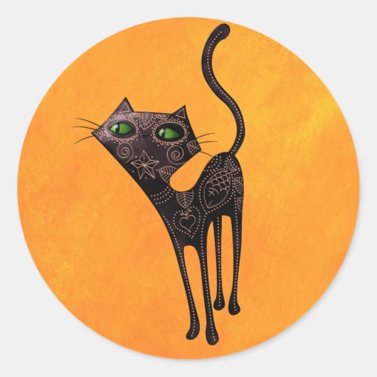 Zwarte Mexicaanse dag van de dode kat Ronde Sticker (Voorkant)
