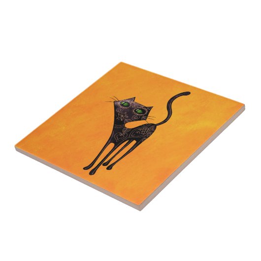 Zwarte Mexicaanse dag van de dode kat Tegeltje (Zijkant)