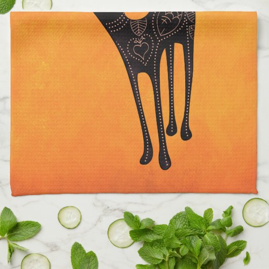 Zwarte Mexicaanse dag van de dode kat Theedoek (Gevouwen)