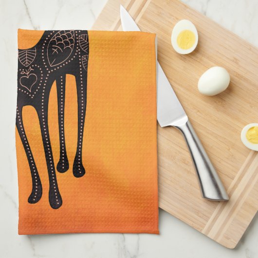 Zwarte Mexicaanse dag van de dode kat Theedoek (Quarter Fold)