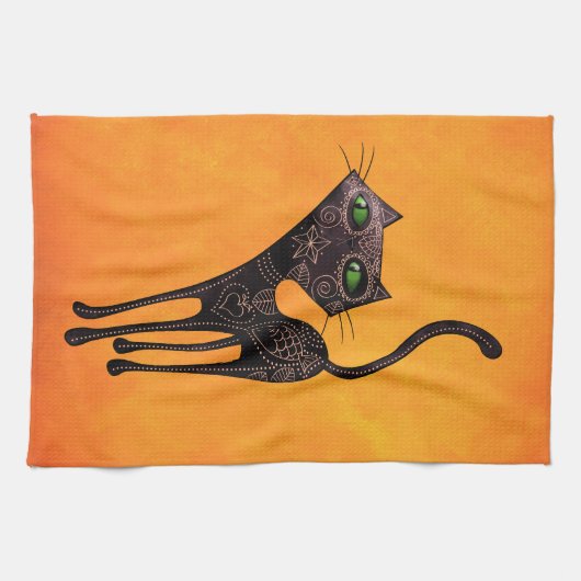 Zwarte Mexicaanse dag van de dode kat Theedoek (Horizontaal)