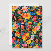 Zwarte Mexicaanse Fiesta Bloemen Thema Verjaardag Kaart (Achterkant)