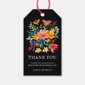 Zwarte Mexicaanse Fiesta Floral Theme Favoriet Cadeaulabel (Voorkant)