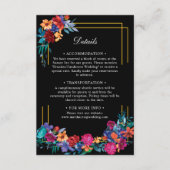 Zwarte Mexicaanse Fiesta Floral Wedding Details Informatiekaartje (Voorkant)