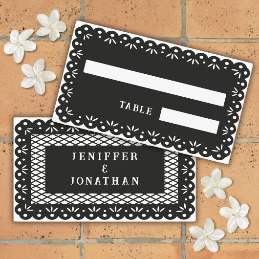 ZWARTE MEXICAANSE PAPEL PICADO place card Plaatskaartje