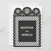 Zwarte Mexicaanse papel picado trouwkaart Aankondiging (Achterkant)