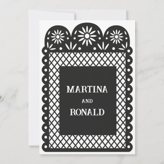 Zwarte Mexicaanse uitnodiging voor papel picado br (Achterkant)