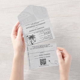 Zwarte Mexico Passport Wedding All In One Uitnodiging