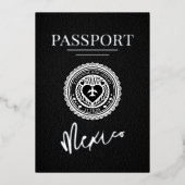 Zwarte Mexico Passport Wedding Folie Uitnodiging (Voorkant)