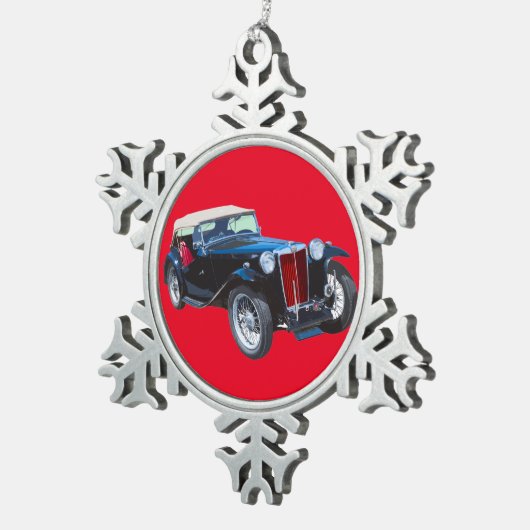 Zwarte Mg Tc Antiek auto Tin Sneeuwvlok Ornament (Rechts)