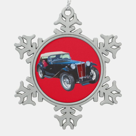 Zwarte Mg Tc Antiek auto Tin Sneeuwvlok Ornament (Voorkant)