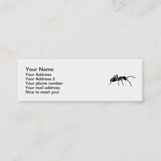 Zwarte mier mini visitekaartje (Voorkant)