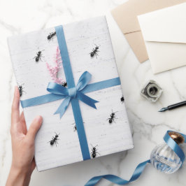 Zwarte Mieren op Gewit Hout Cadeaupapier