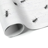 Zwarte Mieren op Gewit Hout Cadeaupapier (Rol Hoek)