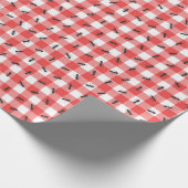 Zwarte mieren op Gingham Check Cadeaupapier (Hoek)