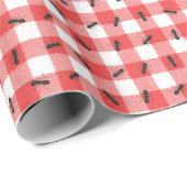 Zwarte mieren op Gingham Check Cadeaupapier (Rol Hoek)