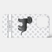 Zwarte Mini Goldendoodle Cartoon Hond & Naam Case-Mate iPhone Case (Achterkant (horizontaal))