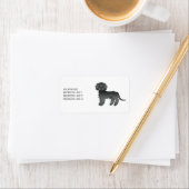 Zwarte Mini Goldendoodle Cartoonhond & Tekst Etiket (Insitu)