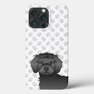 Zwarte Mini Goldendoodle Mopshoofd Case-Mate iPhone Case