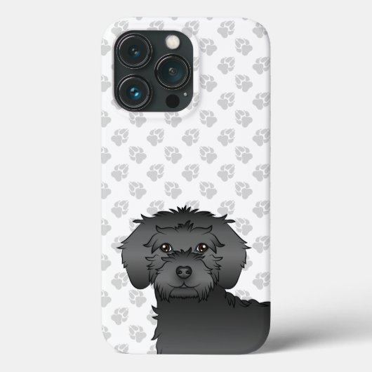 Zwarte Mini Goldendoodle Mopshoofd Case-Mate iPhone Case (Achterkant)