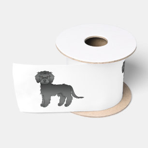 Zwarte Mini Goldendoodle Schattige Cartoon Honden Satijnen Lint