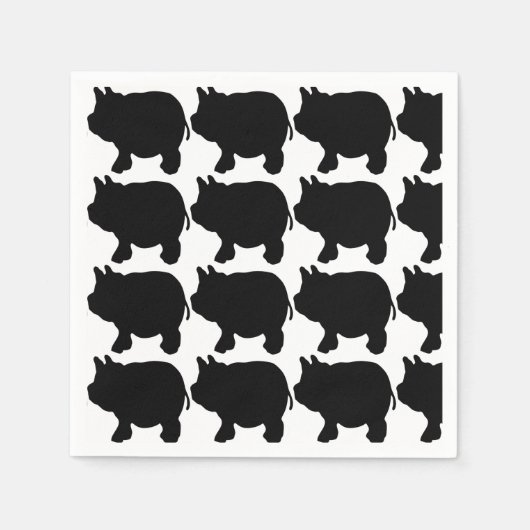 Zwarte Mini Varken Cocktail Papieren servetten (Voorkant)