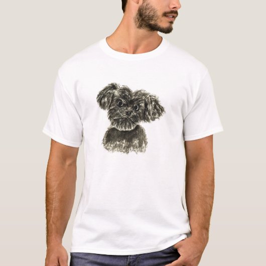 Zwarte miniatuur Schnauzer Puppy Waterverf Design T-shirt (Voorkant)