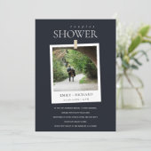 ZWARTE MINIMAAL AANGEPASTE FOTO-KOPPELS WINKELEN BEDANKKAART (Staand voorkant)