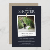 ZWARTE MINIMAAL AANGEPASTE FOTO-KOPPELS WINKELEN BEDANKKAART (Voorkant / Achterkant)