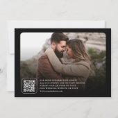 Zwarte Minimaal Boog Foto Collage QR Code Trouwen Save The Date (Achterkant)