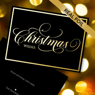 Zwarte Minimaal Elegante Kersttypografie Folie Feestdagenkaart