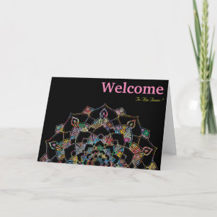 Zwarte Minimaal Mandala Welkomst Wenskaart Kaart