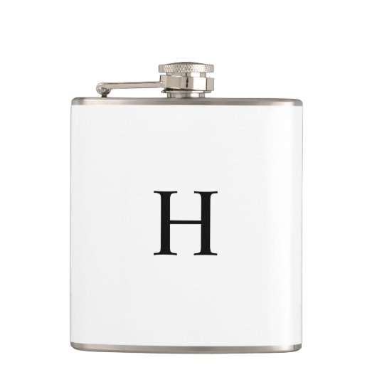 Zwarte Minimaal Moderne Elegante Monogram Heupfles (Voorkant)