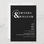 Zwarte Minimaal Moderne QR Code Eenvoudige Trouw Kaart (Voorkant)