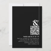 Zwarte Minimaal Moderne QR Code Eenvoudige Trouw Kaart (Achterkant)