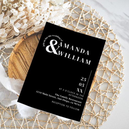 Zwarte Minimaal Moderne QR Code Eenvoudige Trouw Kaart