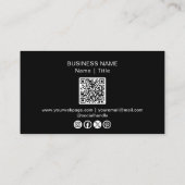 Zwarte Minimaal Sociaal Media Logo QR Code Visitekaartje (Achterkant)