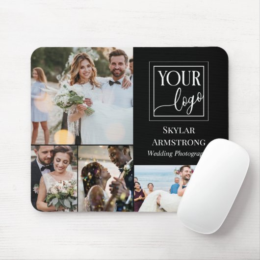 Zwarte minimale fotograaf voor uw Logo fotocollage Muismat (Met muis)